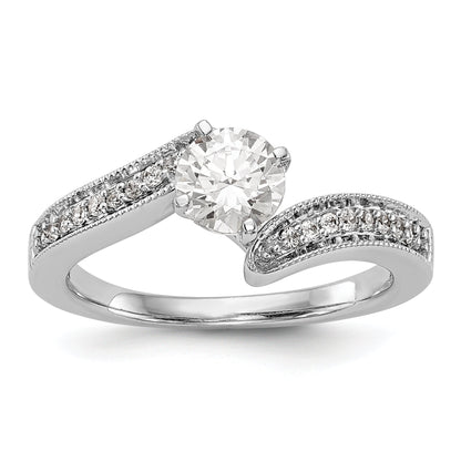 14K Weißgold Verlobungsring im Bypass-Design mit simulierten Diamanten