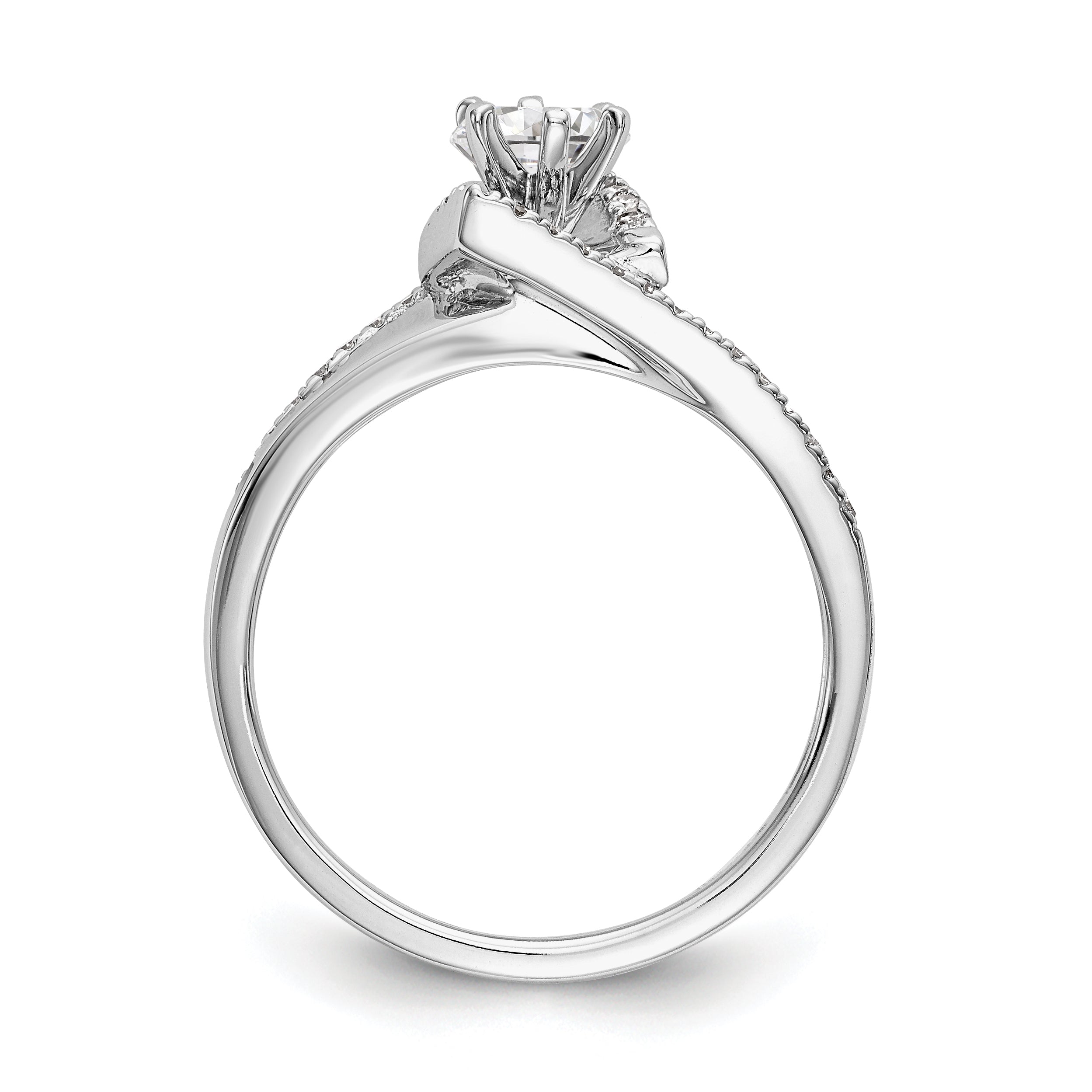 14K Weißgold Verlobungsring mit Steckfassung für simulierte Diamanten