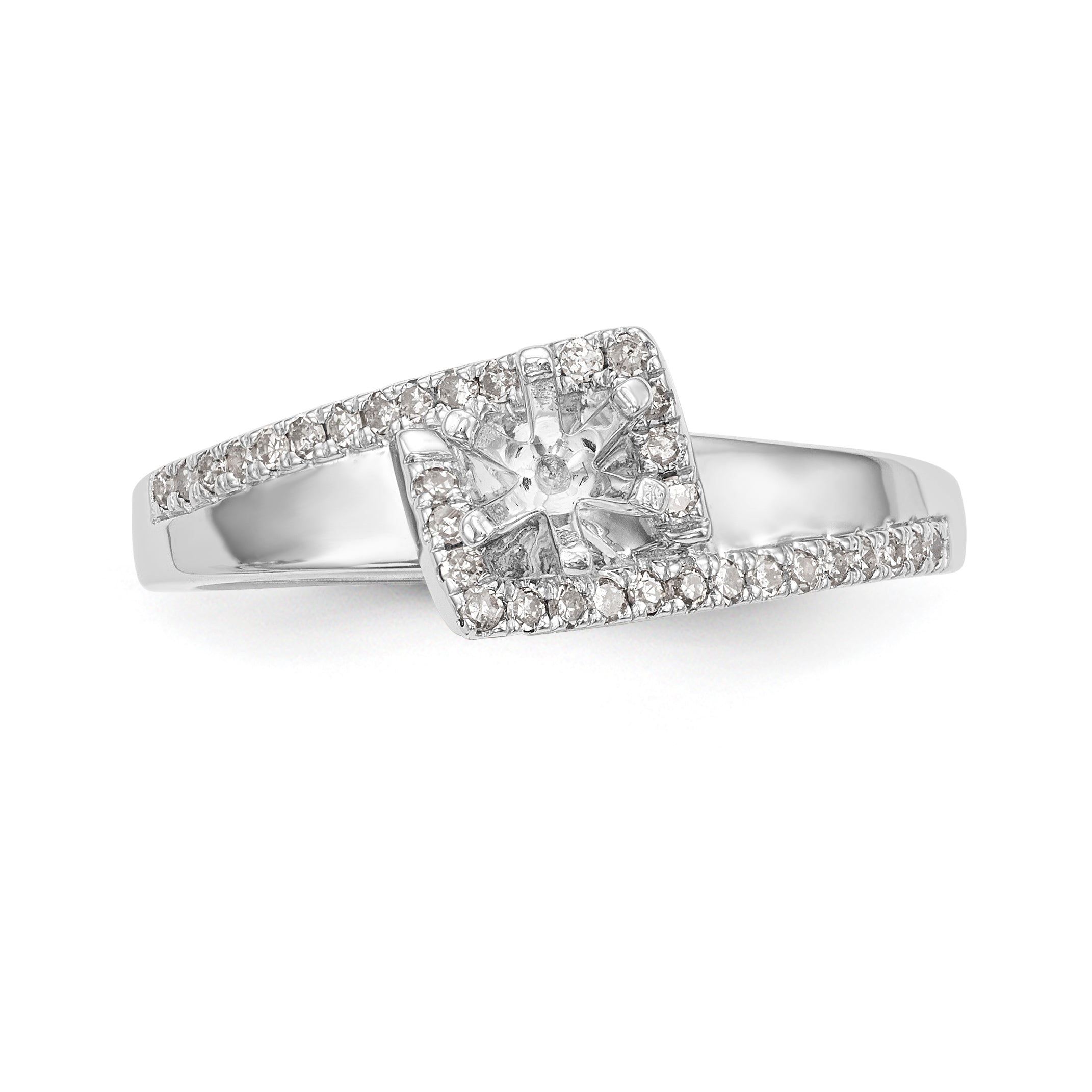 14K Weißgold Verlobungsring mit Steckfassung für simulierte Diamanten