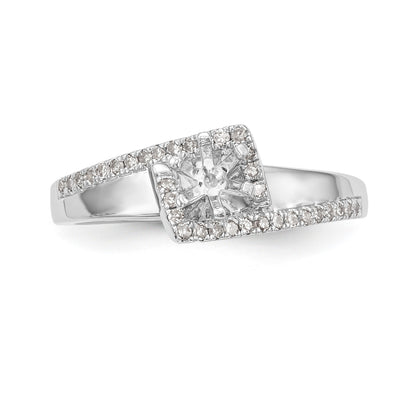 14K Weißgold Verlobungsring mit Steckfassung für simulierte Diamanten