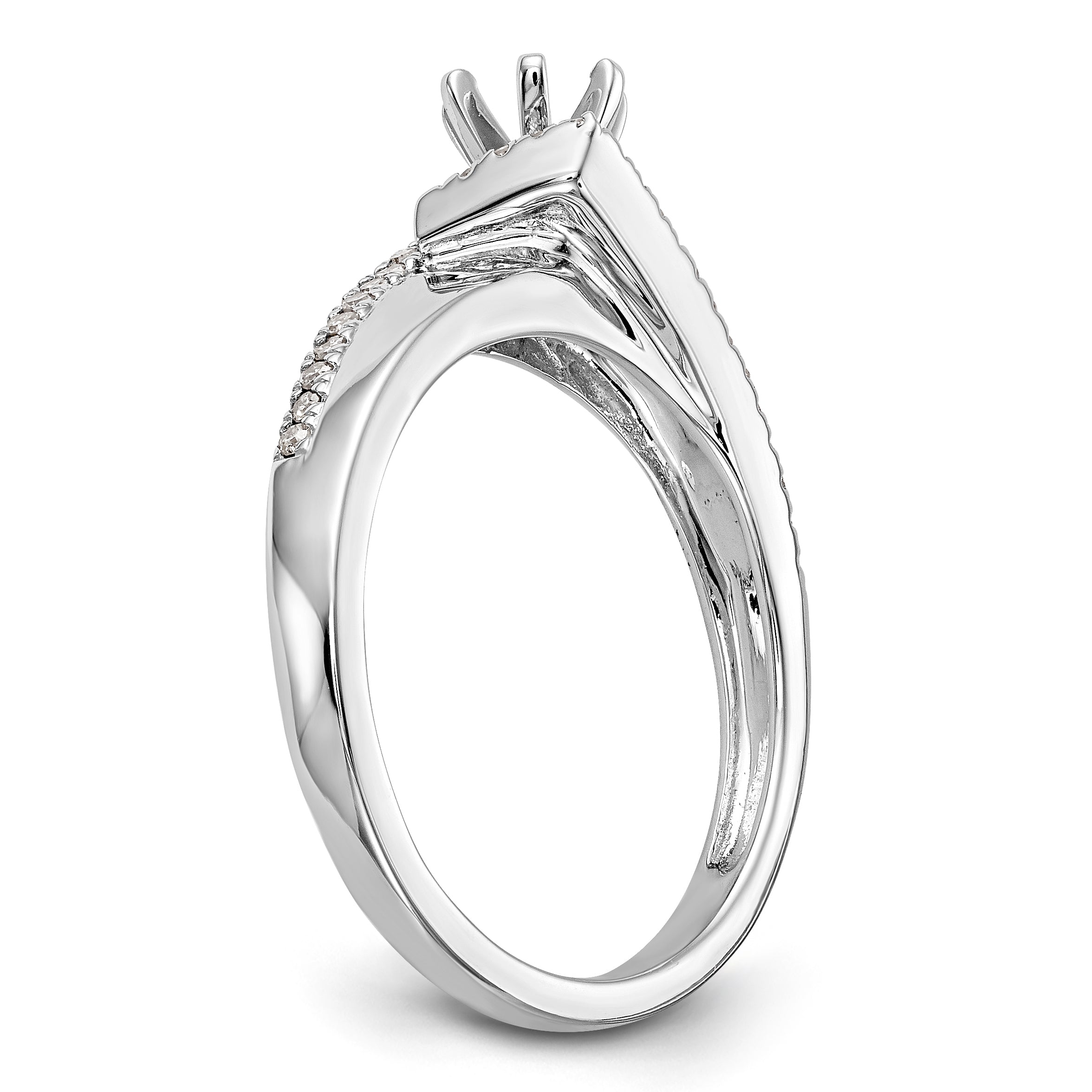 14K Weißgold Verlobungsring mit Steckfassung für simulierte Diamanten
