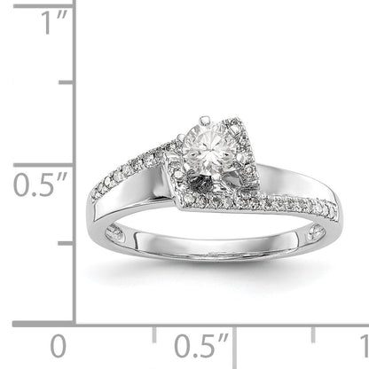 14K Weißgold Verlobungsring mit Steckfassung für simulierte Diamanten