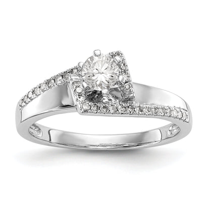 14K Weißgold Verlobungsring mit Steckfassung für simulierte Diamanten