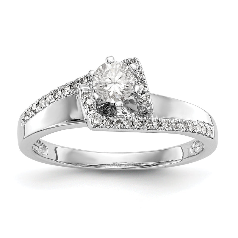 14K Weißgold Verlobungsring mit Steckfassung für simulierte Diamanten