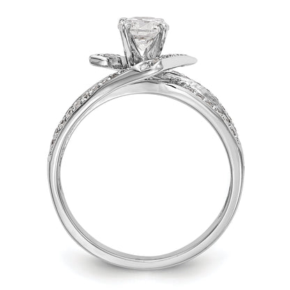14K Weißgold Verlobungsring mit simuliertem Diamant in Krappenfassung, Bypass-Design