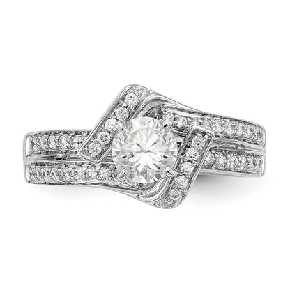 14K Weißgold Verlobungsring mit simuliertem Diamant in Krappenfassung, Bypass-Design