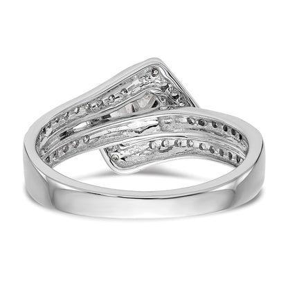 14K Weißgold Verlobungsring mit simuliertem Diamant in Krappenfassung, Bypass-Design