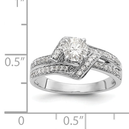 14K Weißgold Verlobungsring mit simuliertem Diamant in Krappenfassung, Bypass-Design