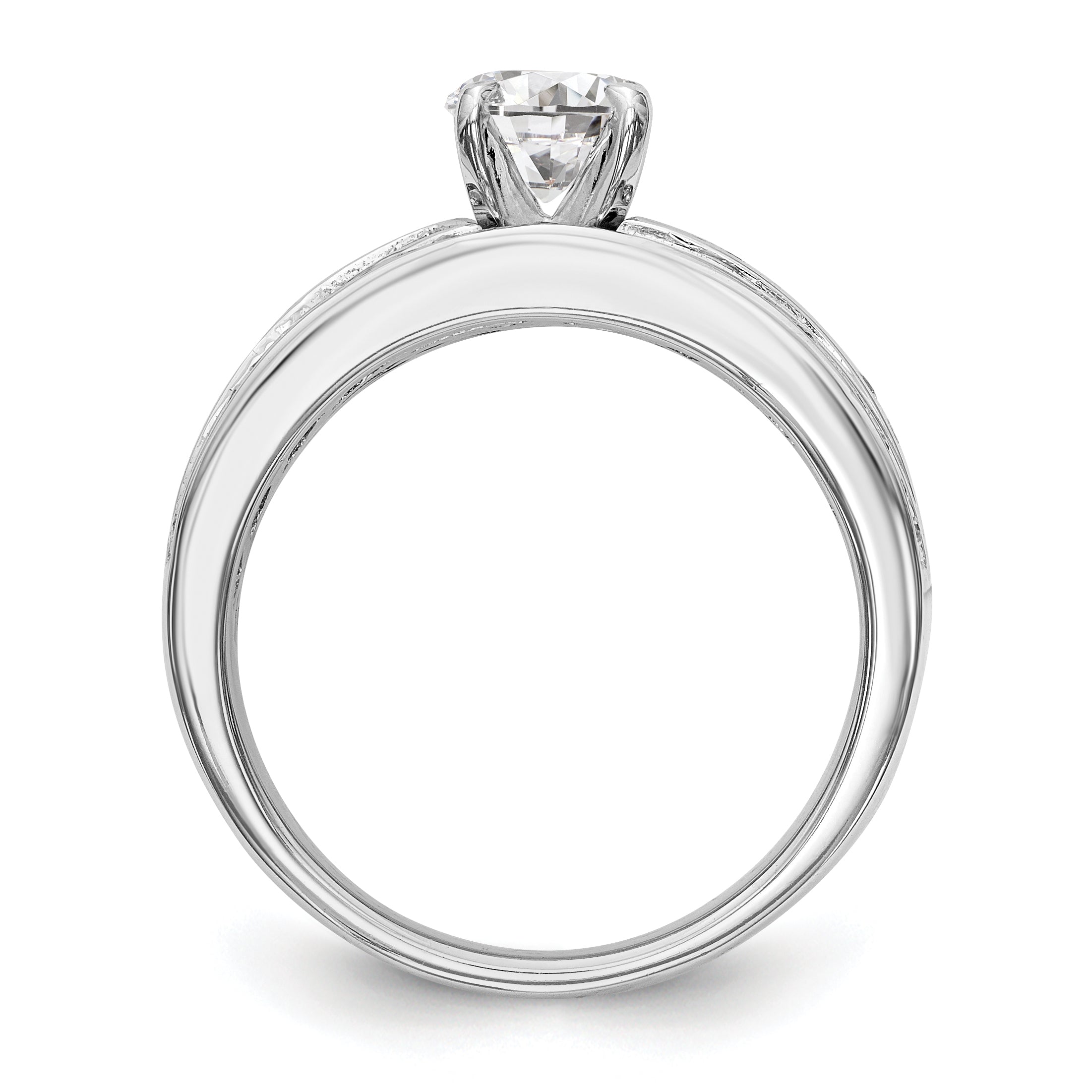 14K Weißgold Verlobungsring mit Peg-Fassung und simulierten Diamanten