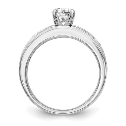 14K Weißgold Verlobungsring mit Peg-Fassung und simulierten Diamanten
