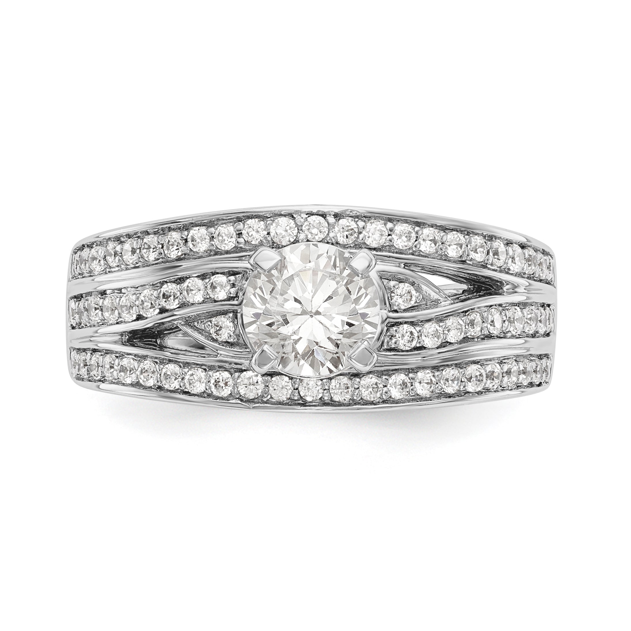14K Weißgold Verlobungsring mit Peg-Fassung und simulierten Diamanten