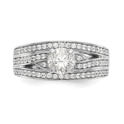 14K Weißgold Verlobungsring mit Peg-Fassung und simulierten Diamanten
