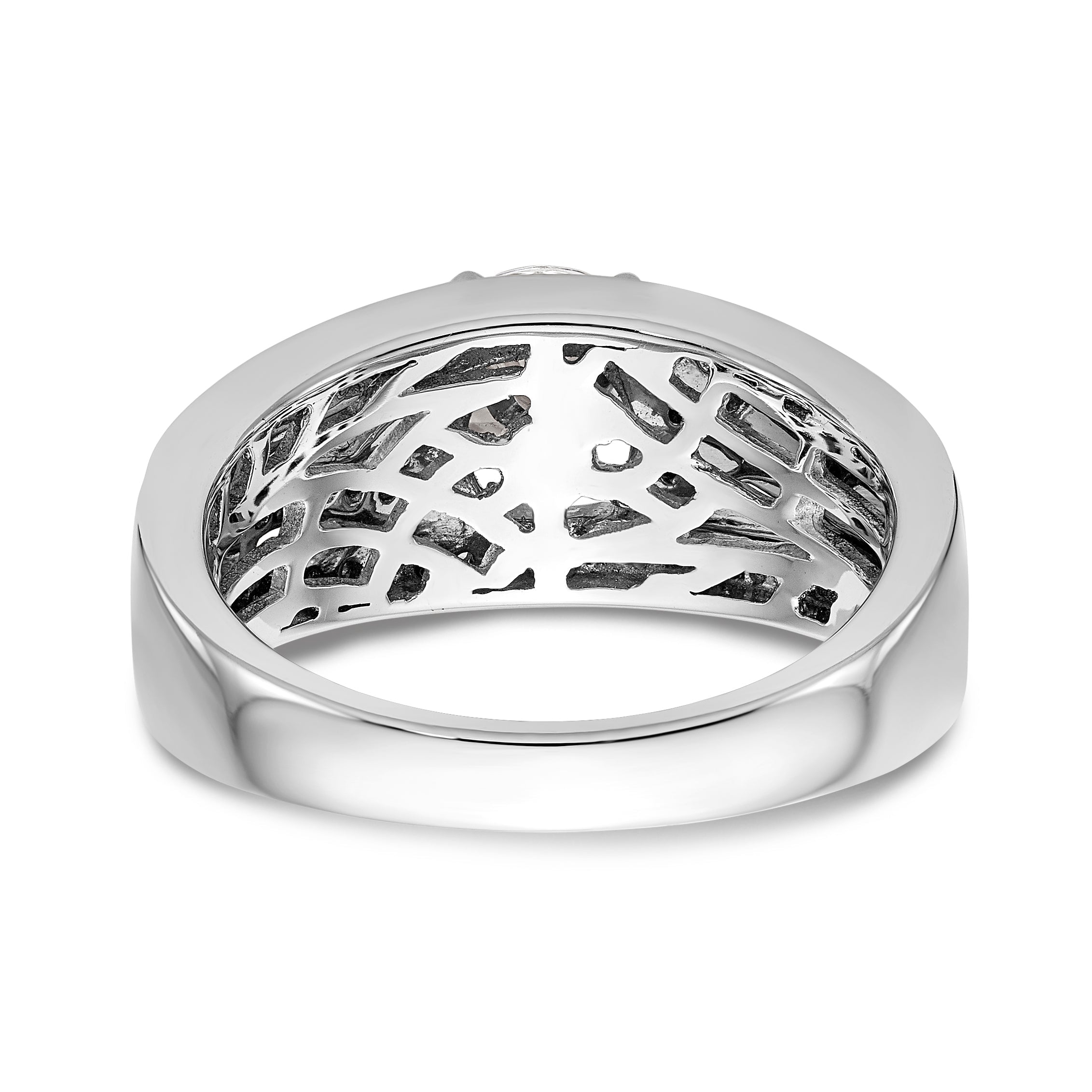 14K Weißgold Verlobungsring mit Peg-Fassung und simulierten Diamanten