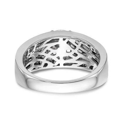 14K Weißgold Verlobungsring mit Peg-Fassung und simulierten Diamanten