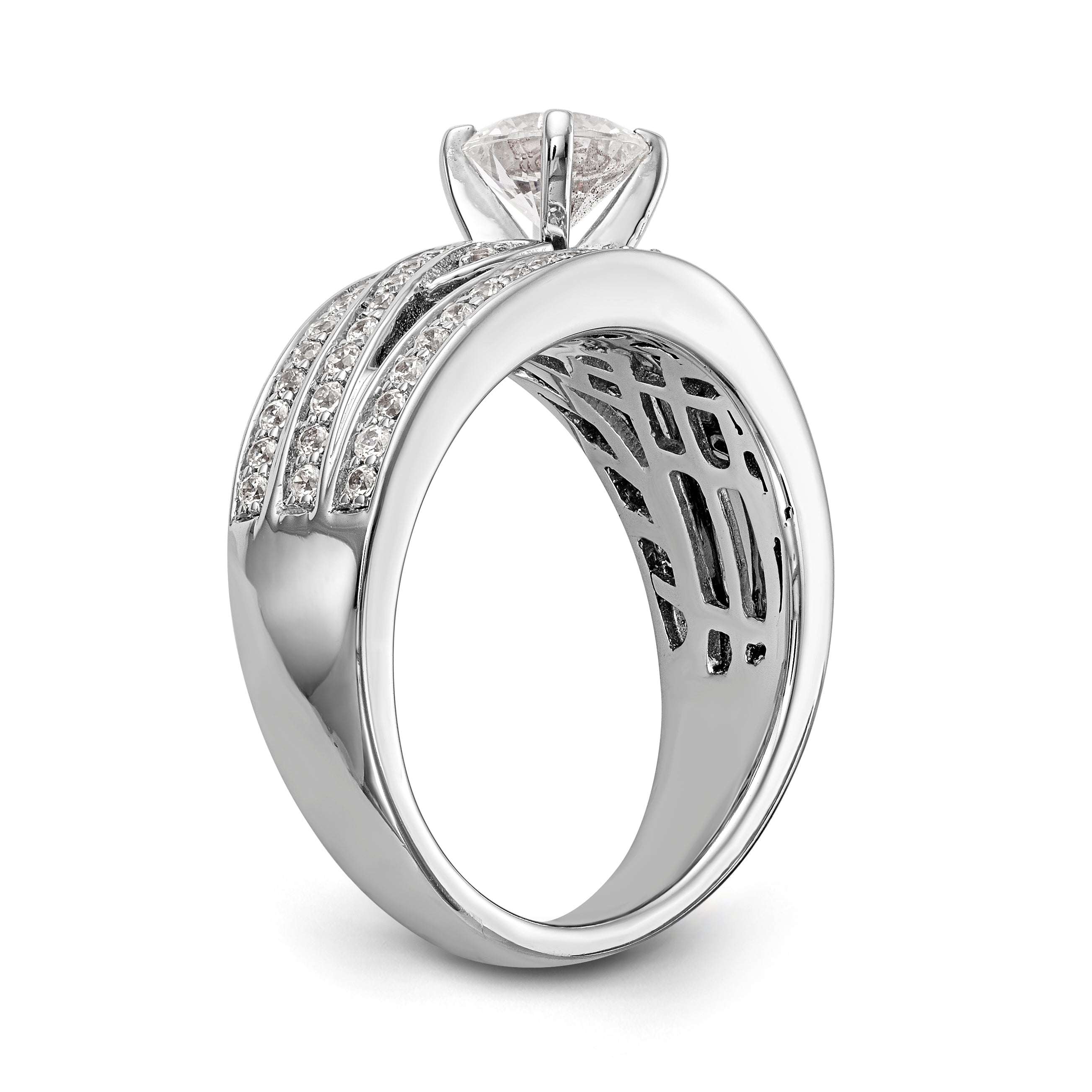 14K Weißgold Verlobungsring mit Peg-Fassung und simulierten Diamanten