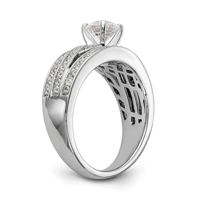 14K Weißgold Verlobungsring mit Peg-Fassung und simulierten Diamanten