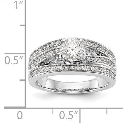 14K Weißgold Verlobungsring mit Peg-Fassung und simulierten Diamanten