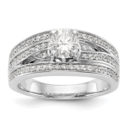 14K Weißgold Verlobungsring mit Peg-Fassung und simulierten Diamanten