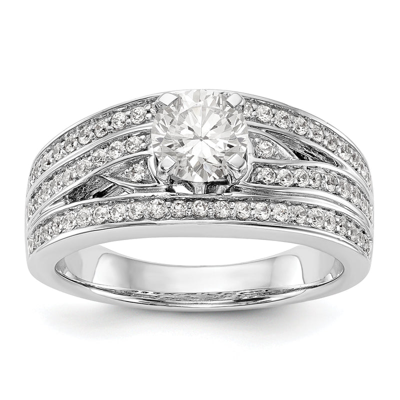 14K Weißgold Verlobungsring mit Peg-Fassung und simulierten Diamanten