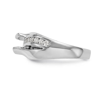 14K Weißgold Verlobungsring mit gefasstem simuliertem Diamant