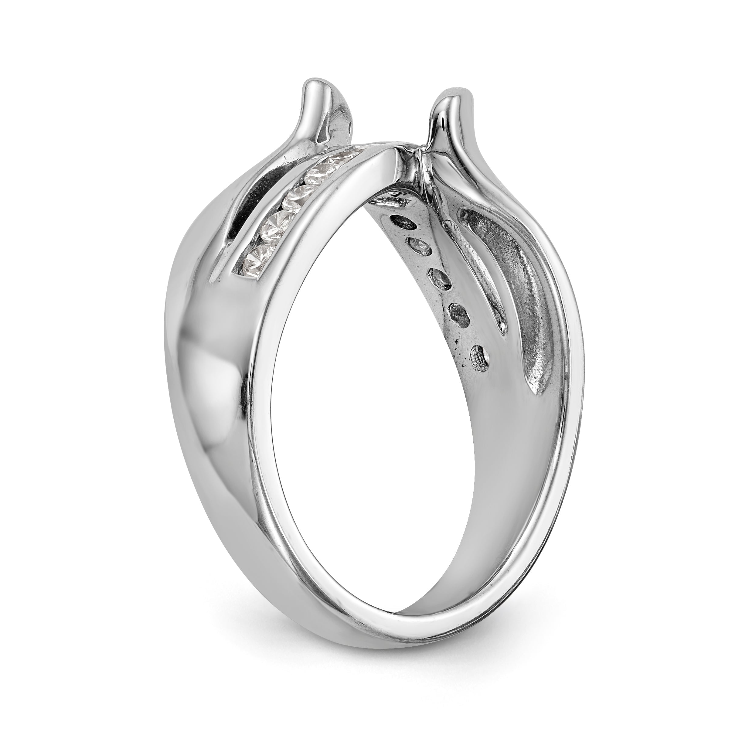 14K Weißgold Verlobungsring mit gefasstem simuliertem Diamant