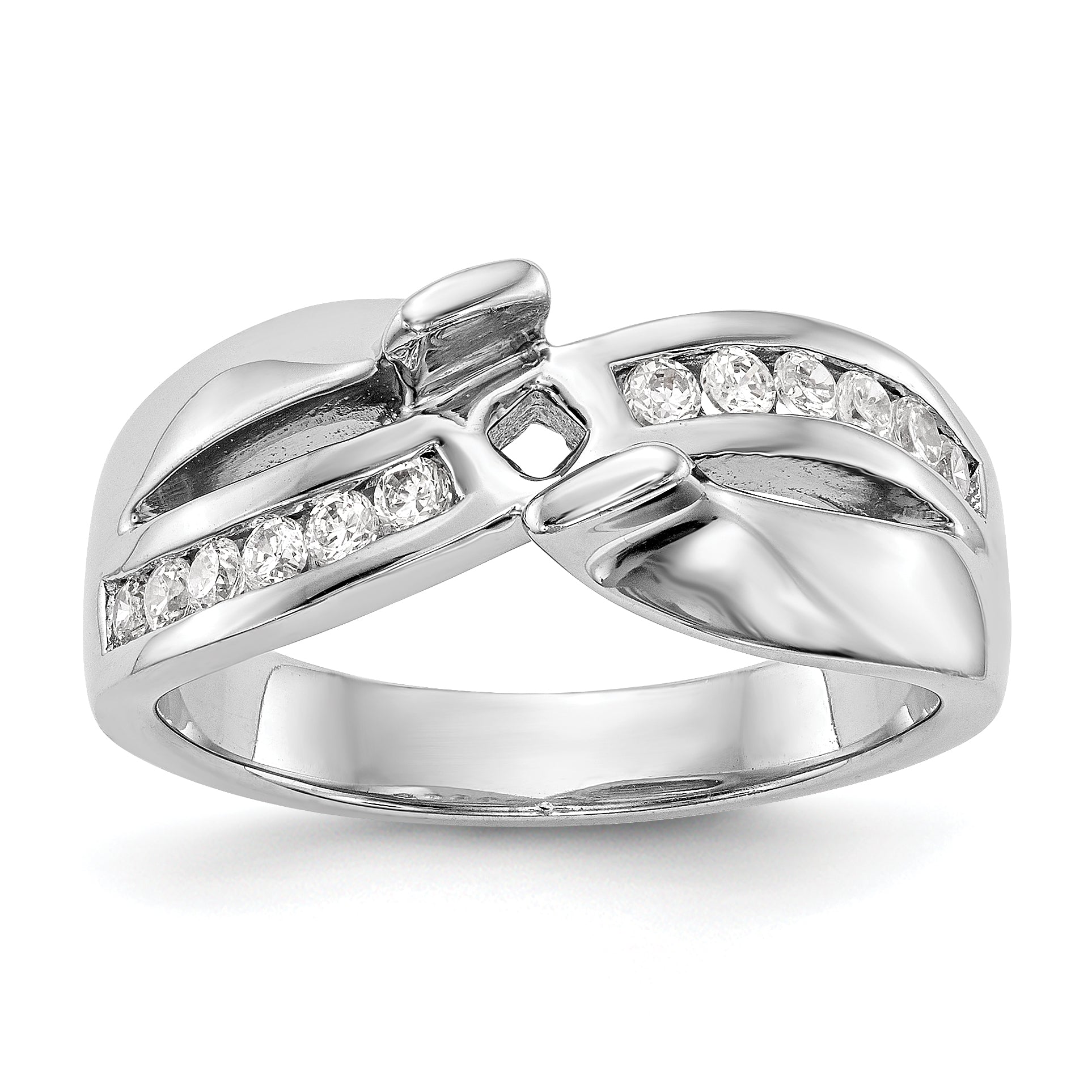 Verlobungsring aus 14kt Weißgold mit Krappenfassung und simulierten Diamanten