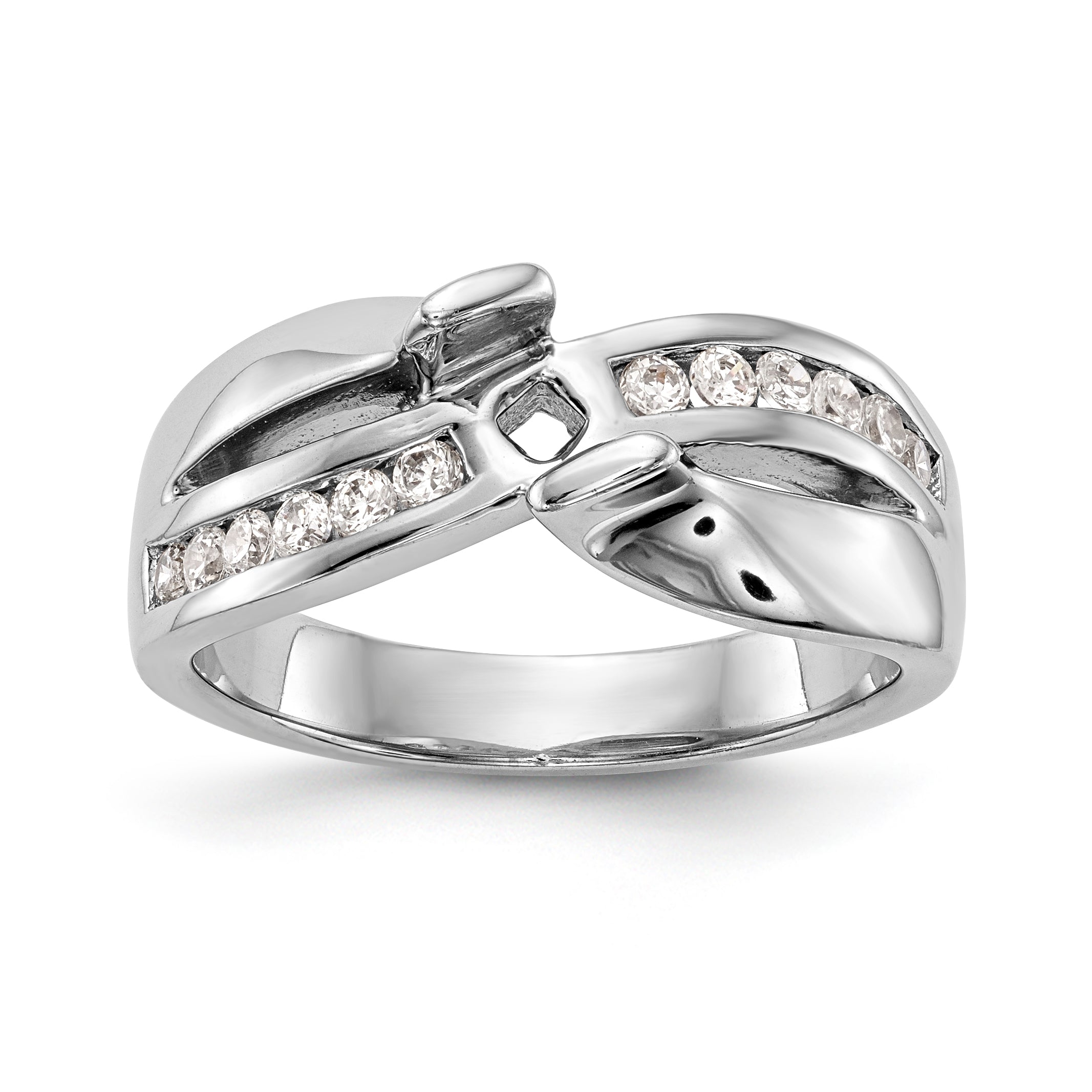 Verlobungsring aus 14kt Weißgold mit Krappenfassung und simulierten Diamanten