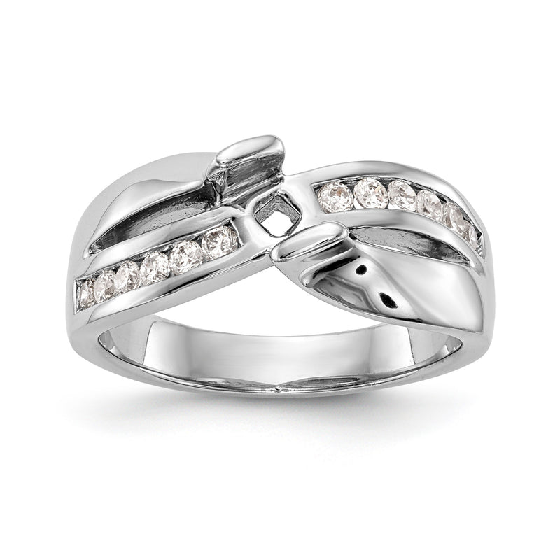 14K Weißgold Verlobungsring mit gefasstem simulierten Diamanten
