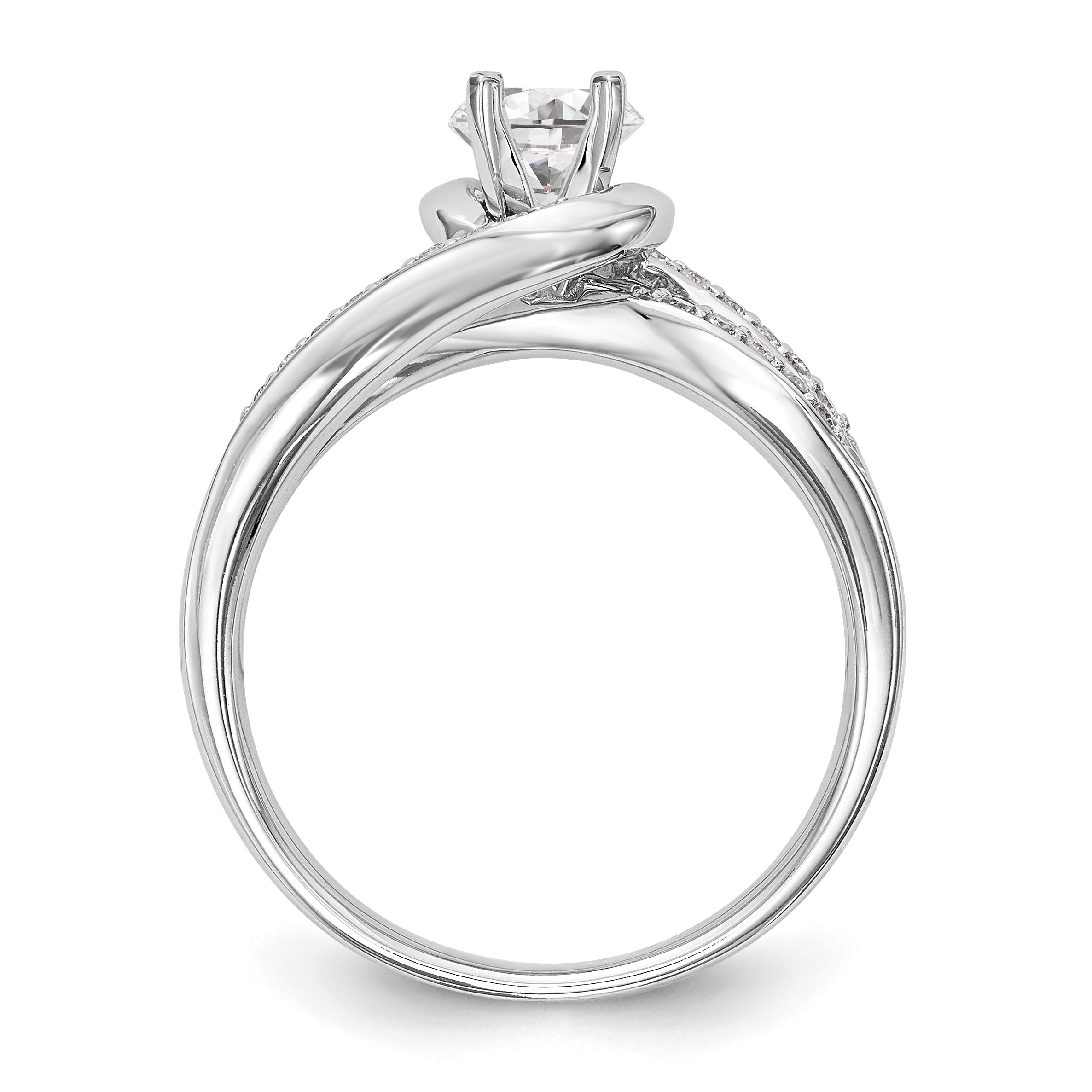 14K Weißgold Verlobungsring im Bypass-Design mit Labordiamanten