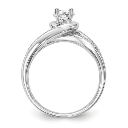 14K Weißgold Verlobungsring im Bypass-Design mit Labordiamanten