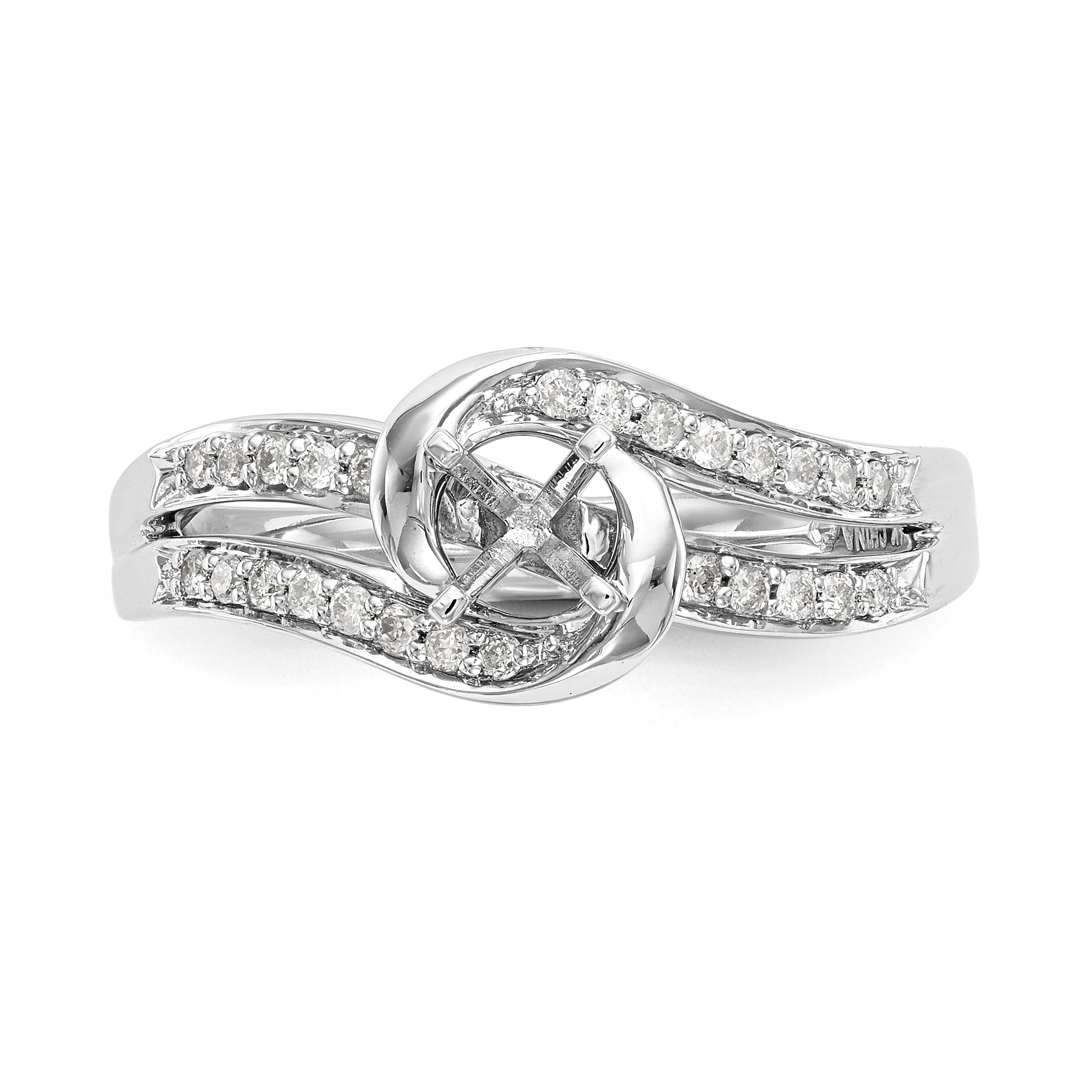 14K Weißgold Verlobungsring im Bypass-Design mit Labordiamanten