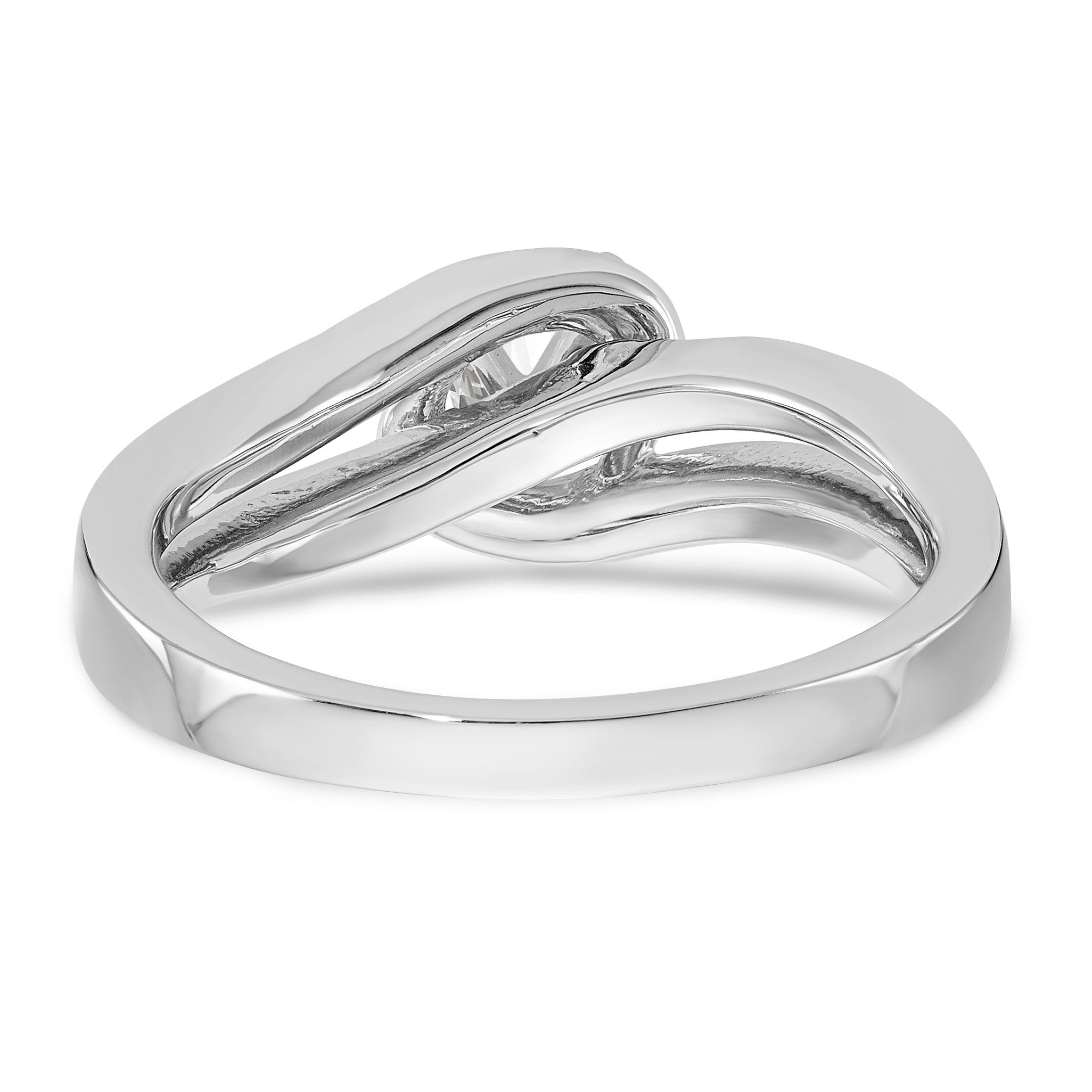 14K Weißgold Verlobungsring im Bypass-Design mit Labordiamanten