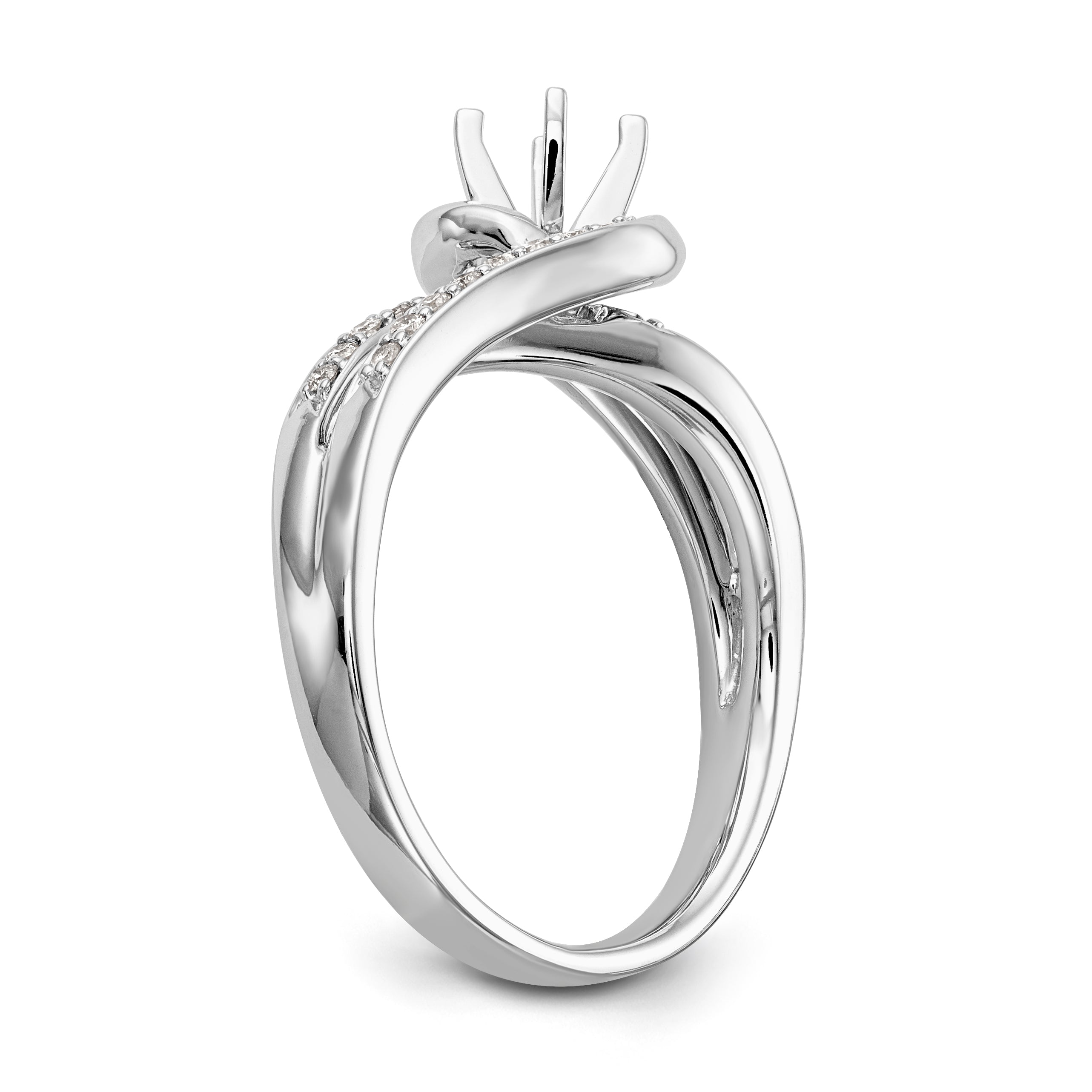 14K Weißgold Verlobungsring im Bypass-Design mit Labordiamanten