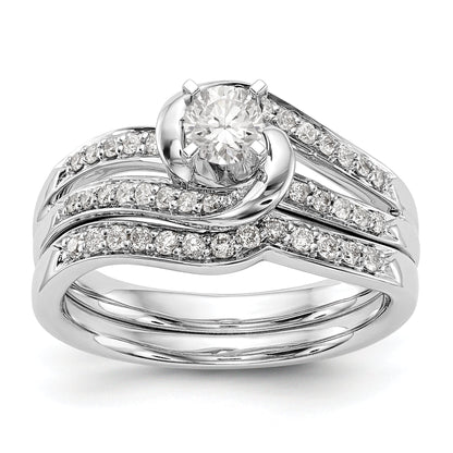 14K Weißgold Verlobungsring im Bypass-Design mit Labordiamanten