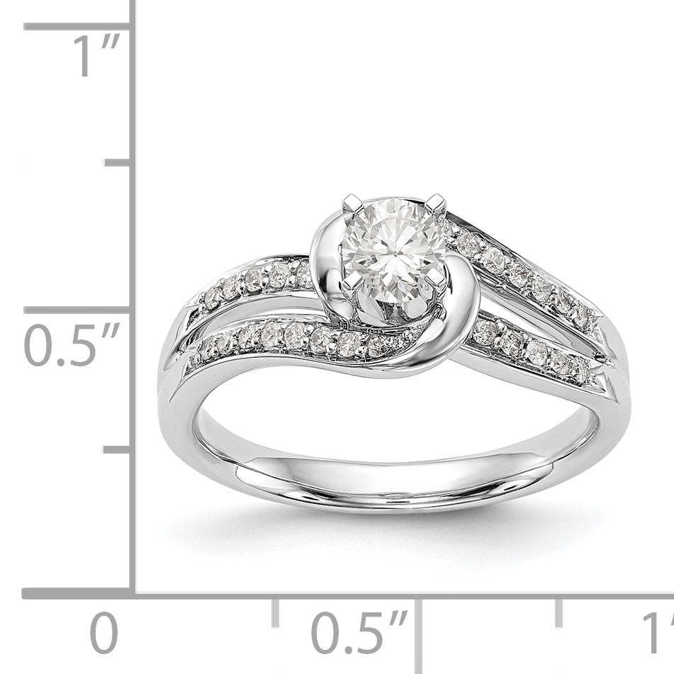 14K Weißgold Verlobungsring im Bypass-Design mit Labordiamanten