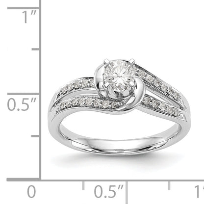 14K Weißgold Verlobungsring im Bypass-Design mit Labordiamanten