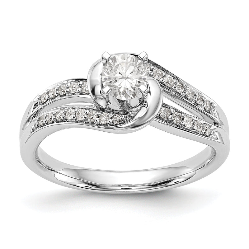 14K Weißgold Verlobungsring im Bypass-Design mit Labordiamant