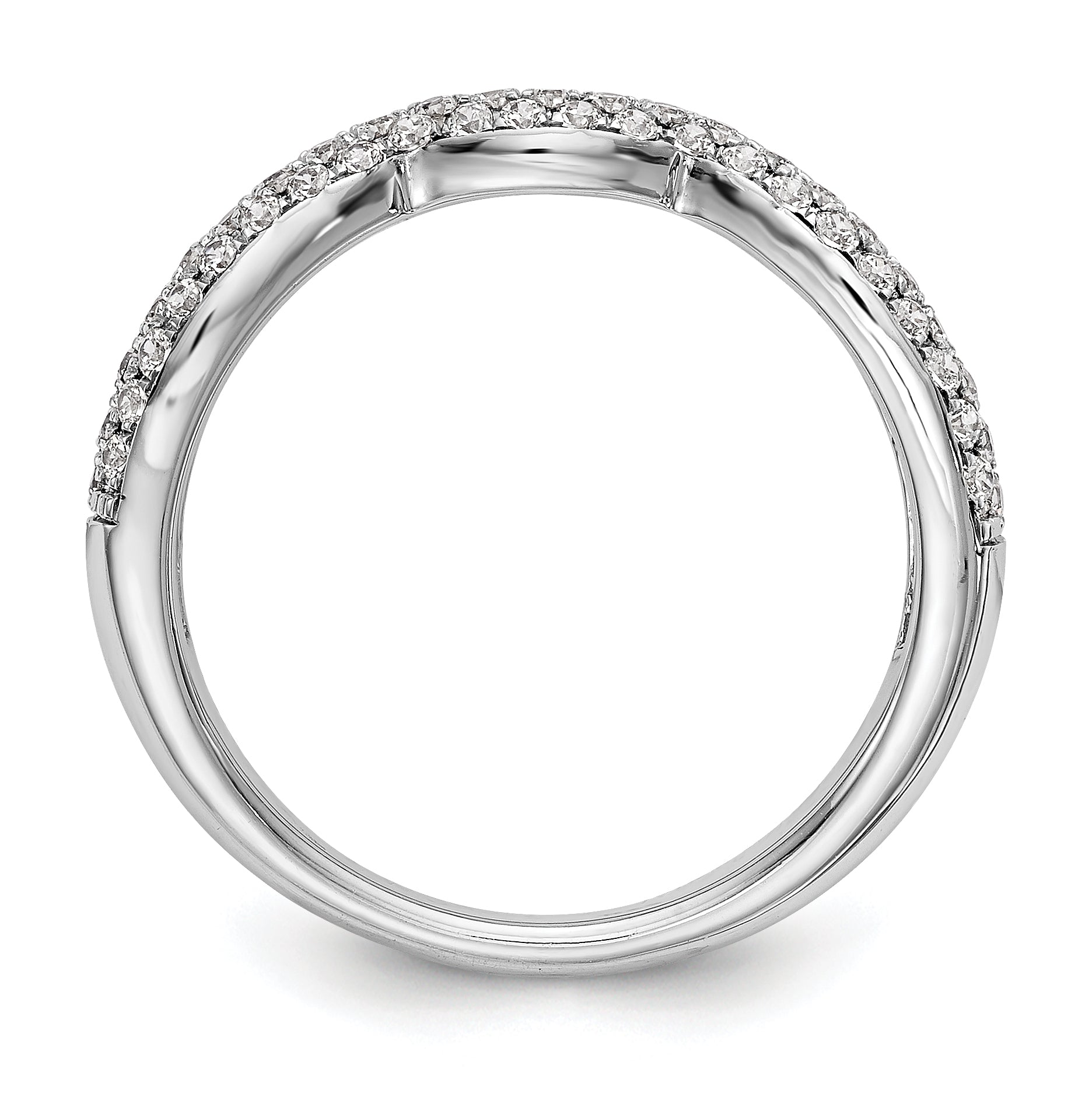 14K Weißgold Diamant-Ehering, konturiert