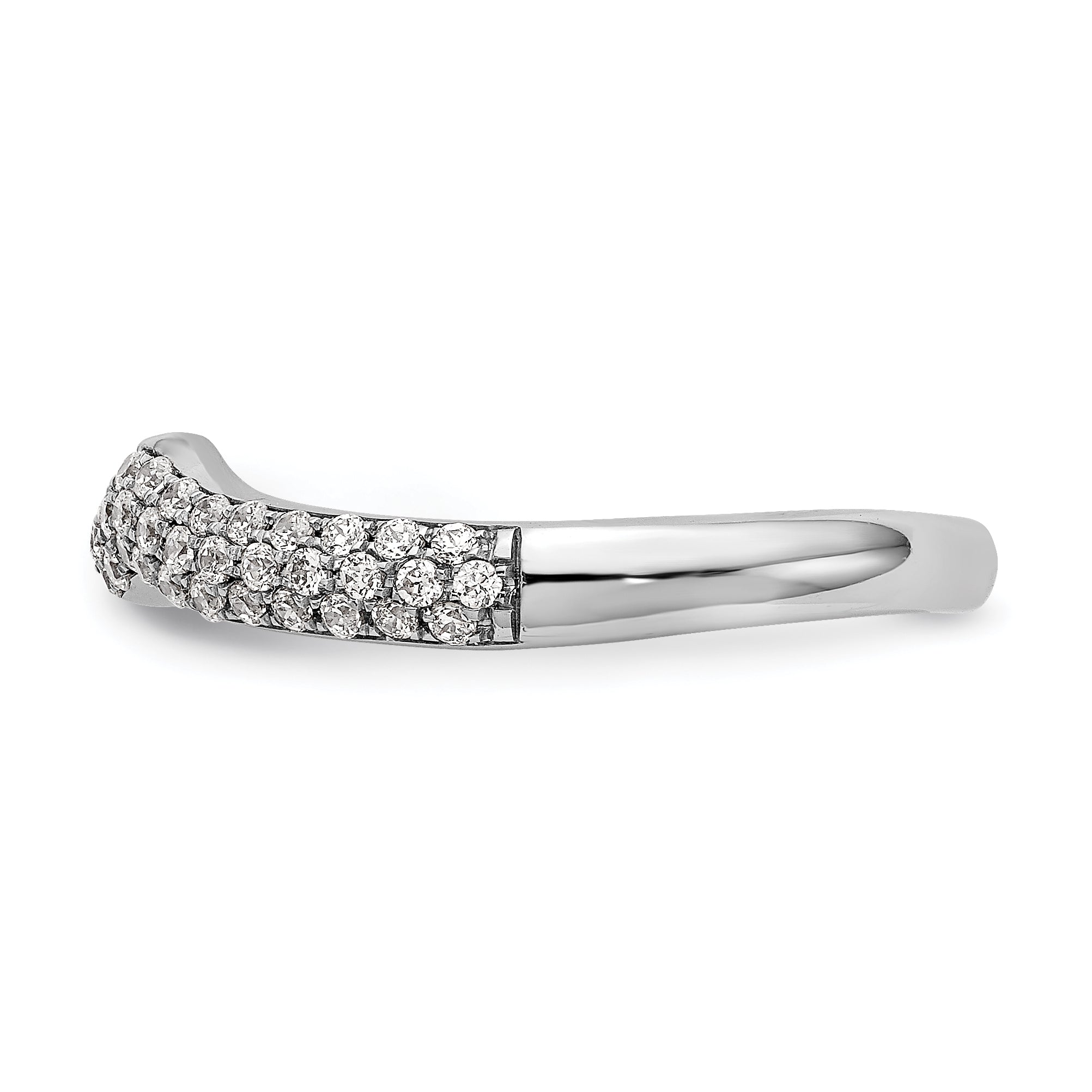 14K Weißgold Diamant-Ehering, konturiert