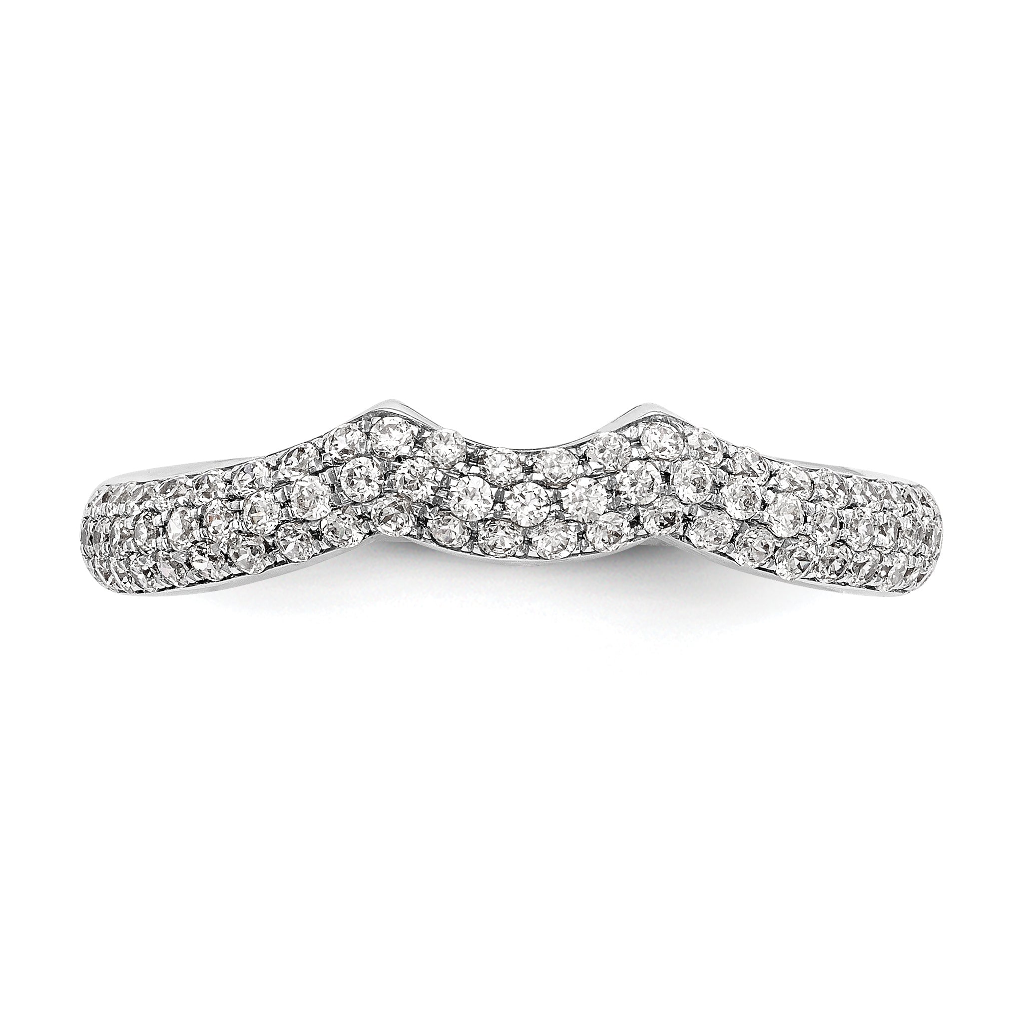 14K Weißgold Diamant-Ehering, konturiert
