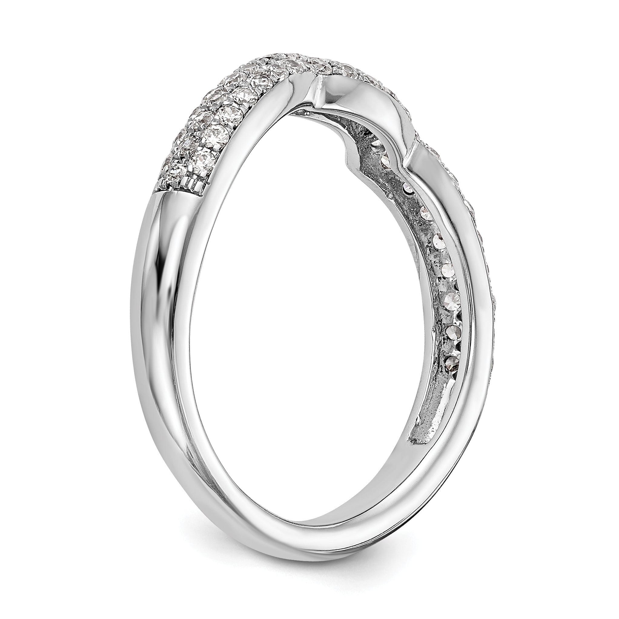 14K Weißgold Diamant-Ehering, konturiert