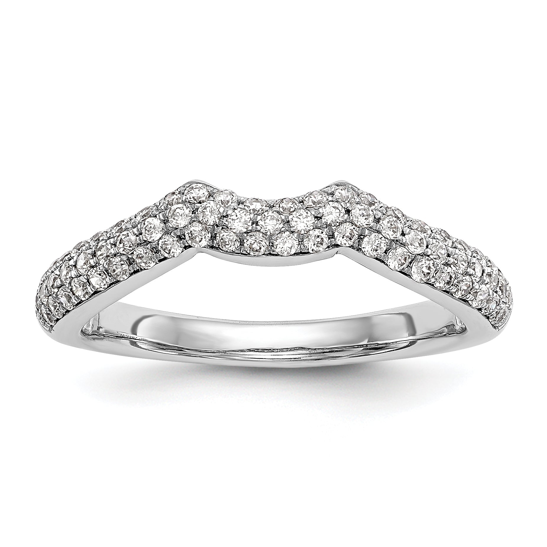 14K Weißgold Diamant-Ehering, konturiert
