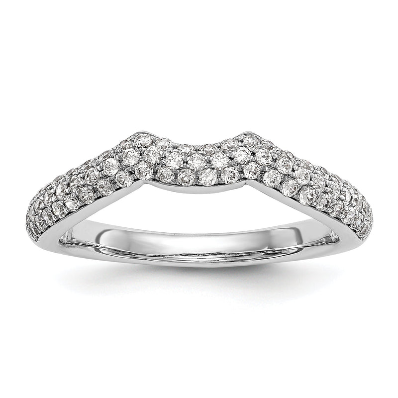 14K Weißgold Diamant-Ehering, konturiert