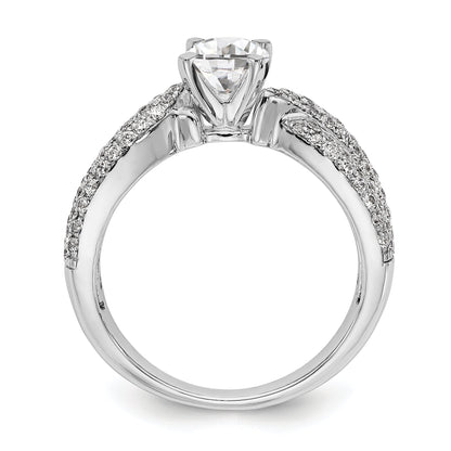 14K Weißgold Verlobungsring im Bypass-Design mit Krappenfassung und Zirkonia