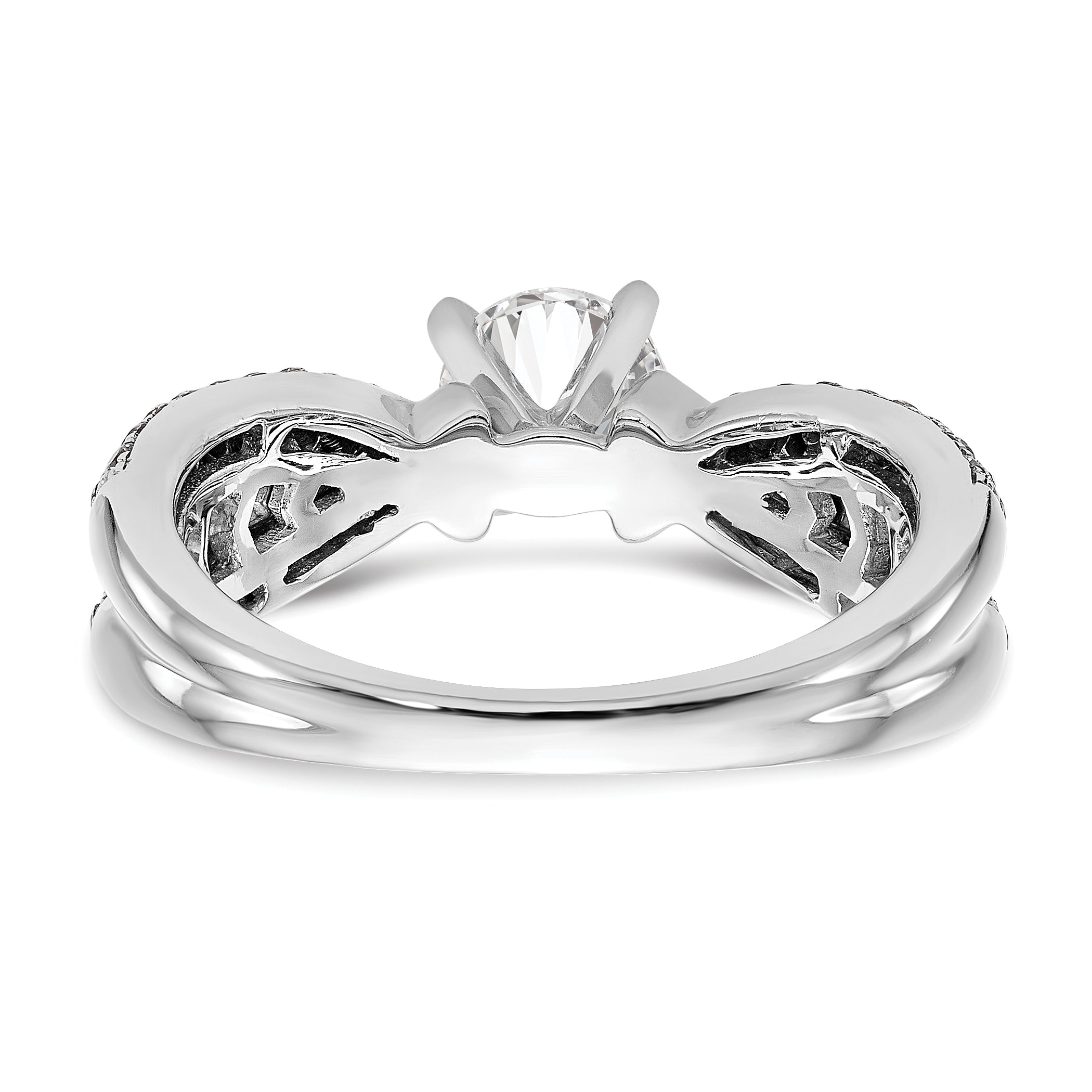 14K Weißgold Verlobungsring im Bypass-Design mit Krappenfassung und Zirkonia