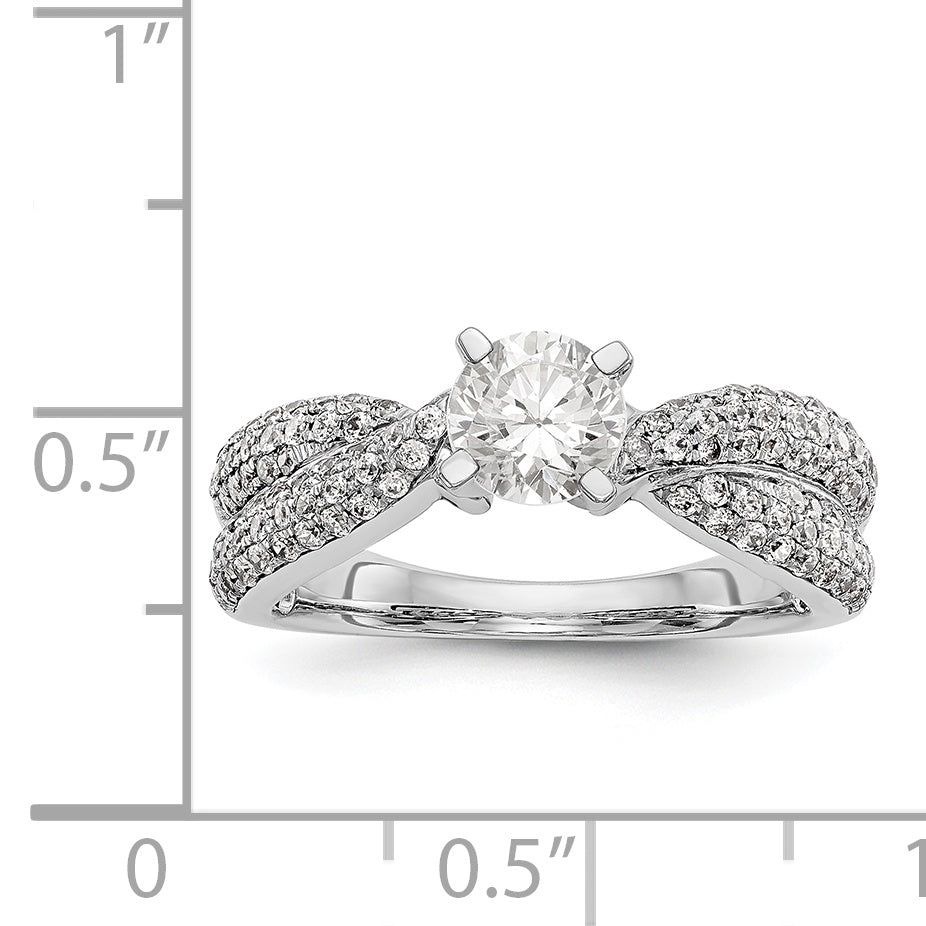 14K Weißgold Verlobungsring im Bypass-Design mit Krappenfassung und Zirkonia