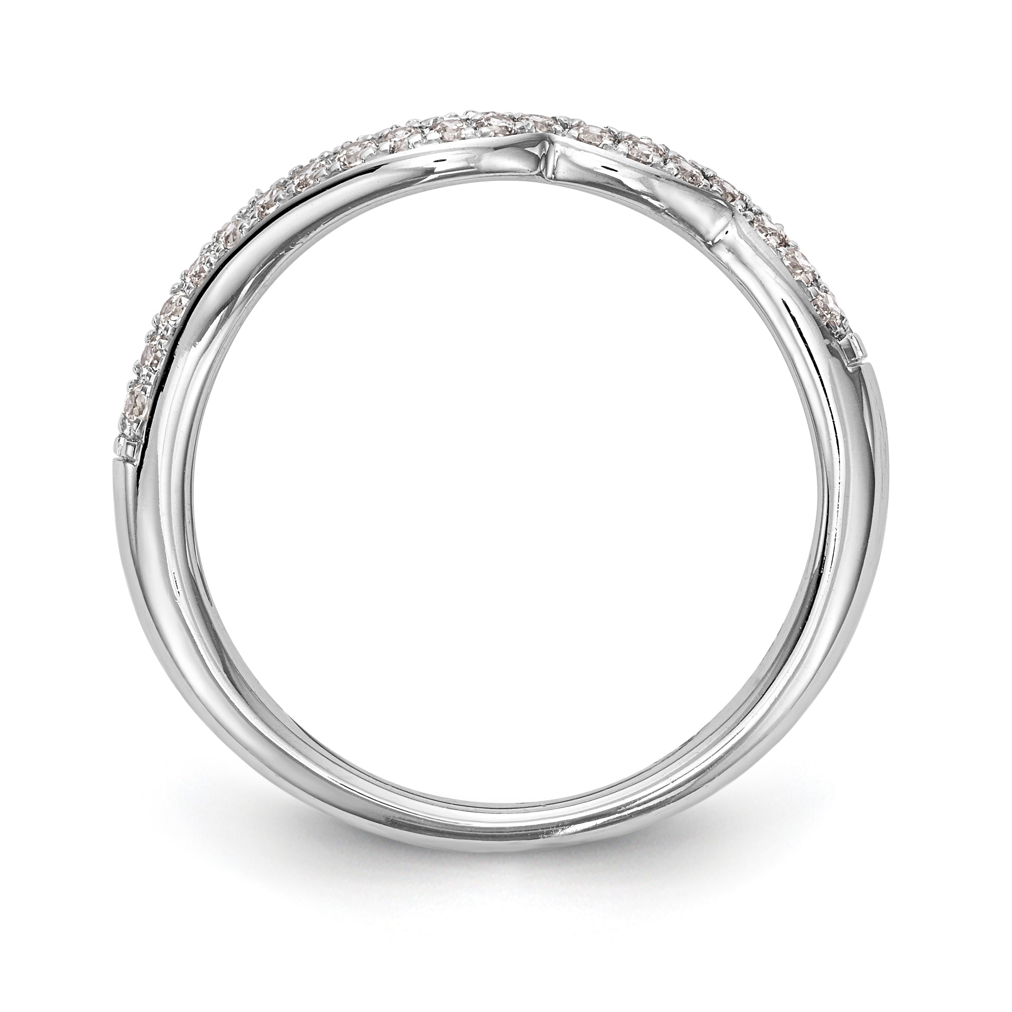 14K Weißgold Diamant-Ehering mit geschwungener Form