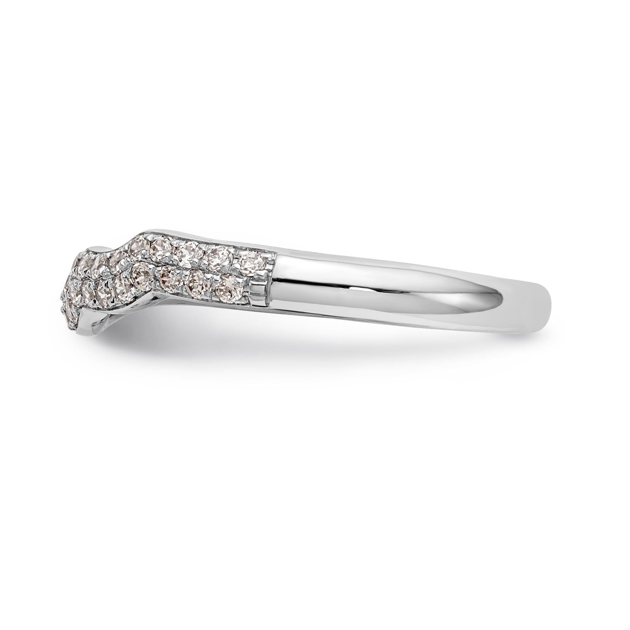 14K Weißgold Diamant-Ehering mit geschwungener Form