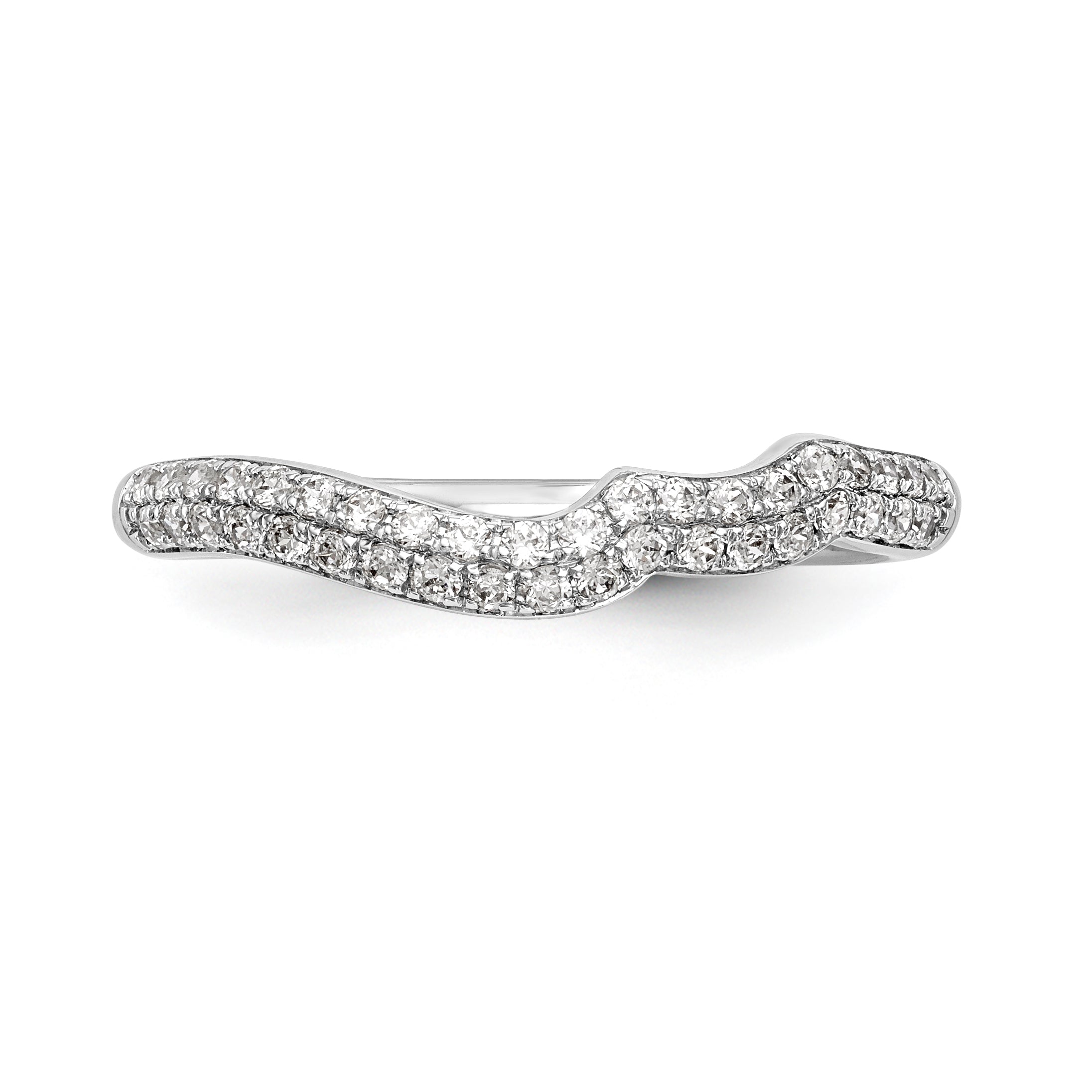 14K Weißgold Diamant-Ehering mit geschwungener Form