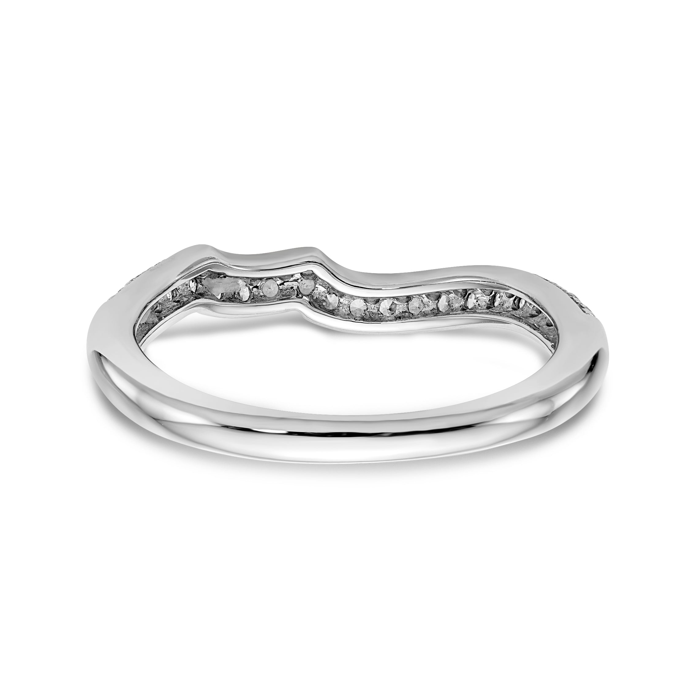 14K Weißgold Diamant-Ehering mit geschwungener Form